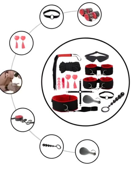 Luxury 12Pcs Leather Bdsm Bondage Kit